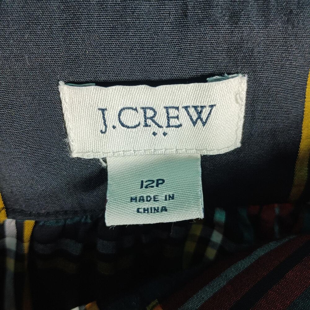 J Crew Skirt Womens 12P Black Tartan Plaid Ruffle Knee Length Preppy - Picture 2 of 8
